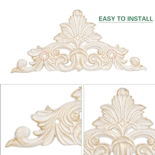 Victorian Cast Iron Wall Plaque, Antique White Fleur De Lis Metal Wall Art, 11.8 Inch I867
