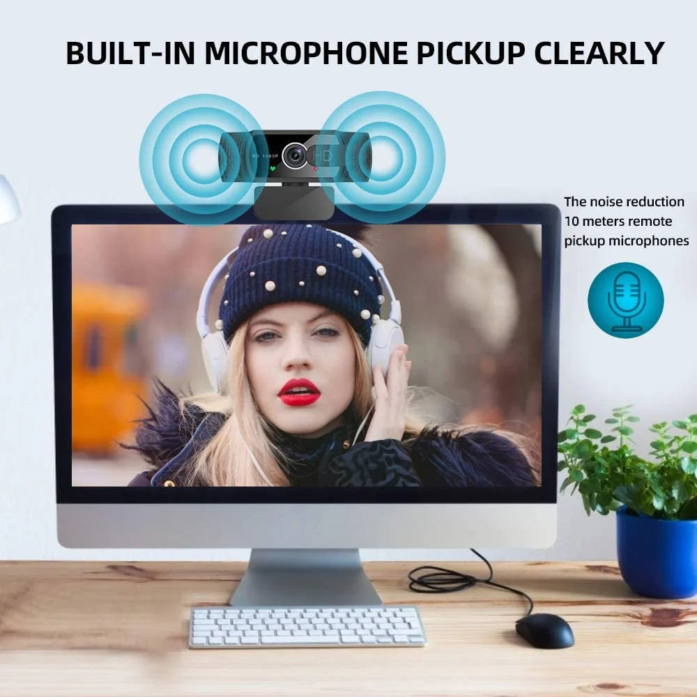 Webcam with Microphone, 1080P HD, Privacy Shutter and Tripod Stand K591566