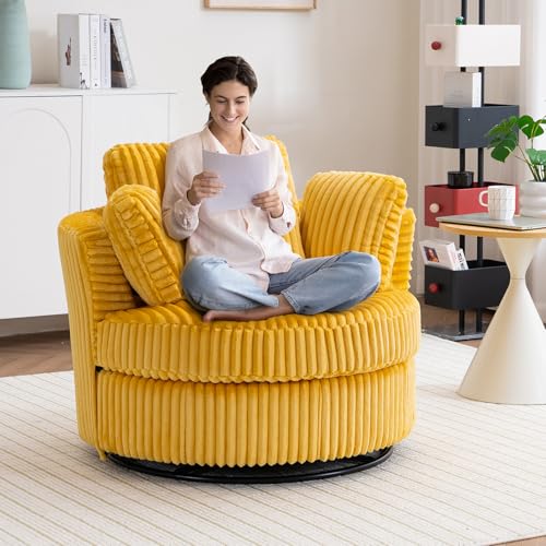 Round Swivel Barrel Chair with Ottoman for Living Room Bedroom G375183