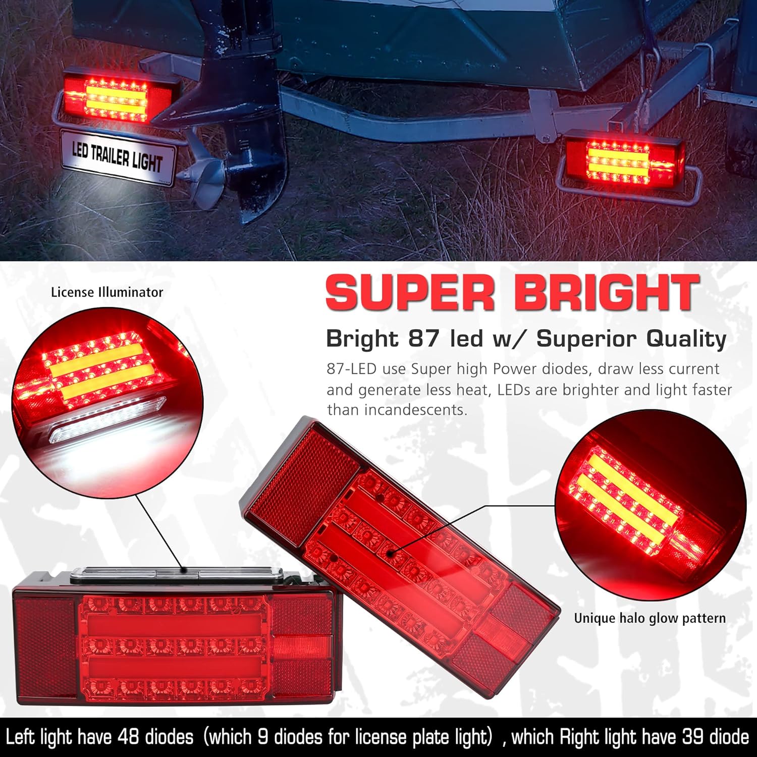 Submersible LED Trailer Light Kit for Truck RV Boat O644