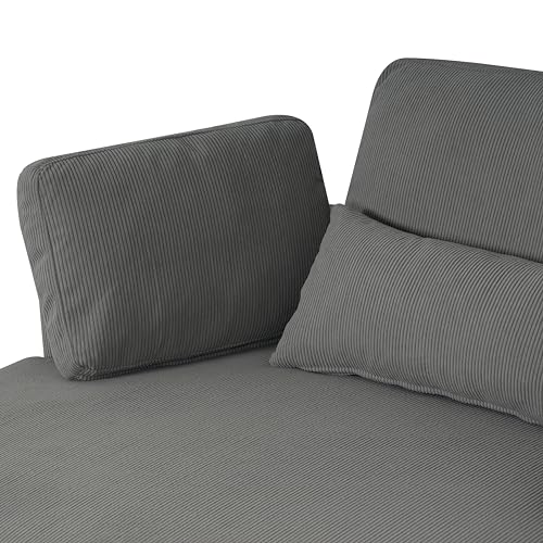 Corduroy Barrel Chair with Adjustable Headrest and Ottoman E413