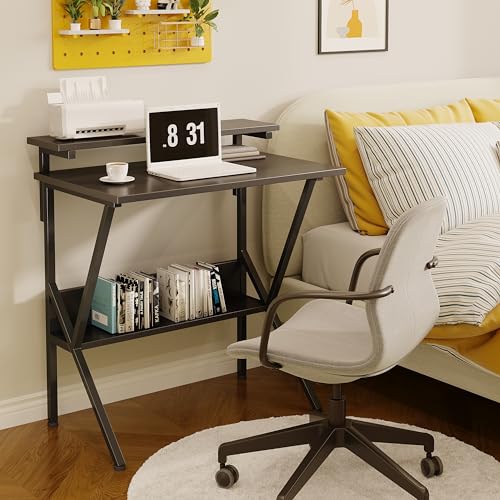 Small Desk with Adjustable Monitor Stand for Small Spaces, Grey G4959