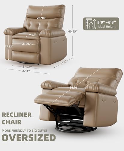 Electric Swivel Massage Chair, Power Rocking Recliner with Vibration and Heating, PU Leather Single Sofa with USB Port T171945