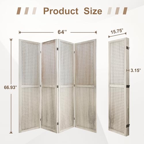 6 Panel Wooden Room Divider with Shelves P850285