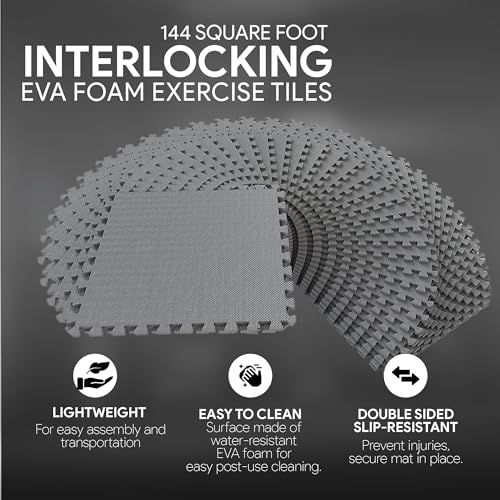 Puzzle Exercise Mat with EVA Foam Interlocking Tiles for MMA, Gymnastics and Home Gym H787
