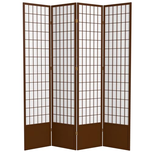 7 ft. Tall Window Pane Shoji Screen Room Divider, 3 Panels, White S15216