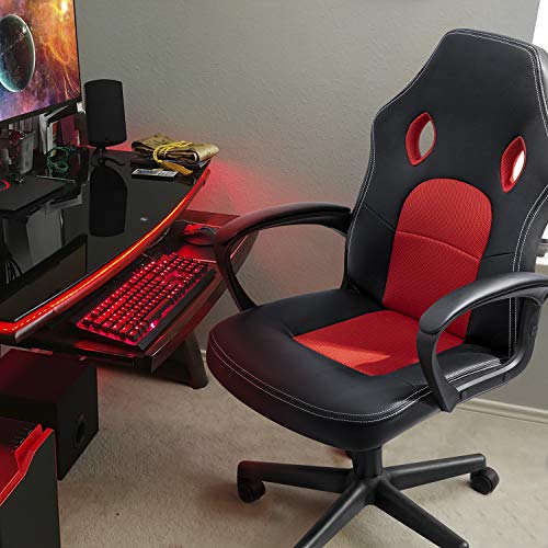 High Back Ergonomic Leather Gaming Chair, Adjustable, Blue S74277