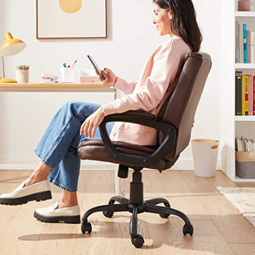 Mid-Back Height Adjustable Office Desk Chair with Armrest, Black R860779