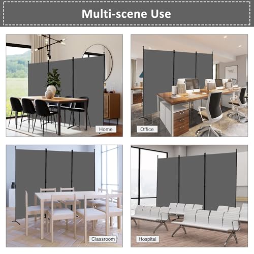 3 Panel Room Divider Folding Partition Privacy Screens, Freestanding Fabric Panel, 102" W x 71" H S7520