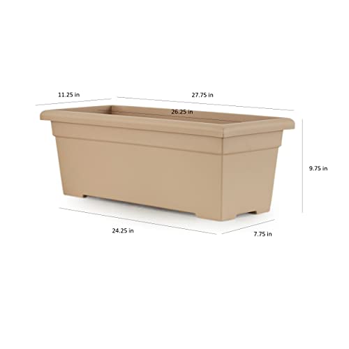 28 Inch Rectangular Planter Box - Lightweight Plastic Outdoor Plant Pot with Drainage V645