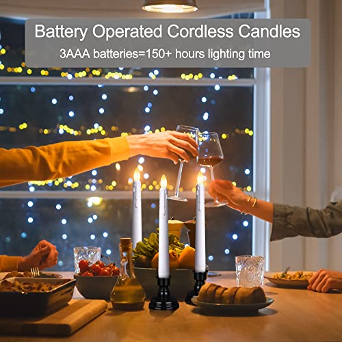 Flameless Flickering Taper Candles with Remote and Timer, 8 Inch, Ivory N86615