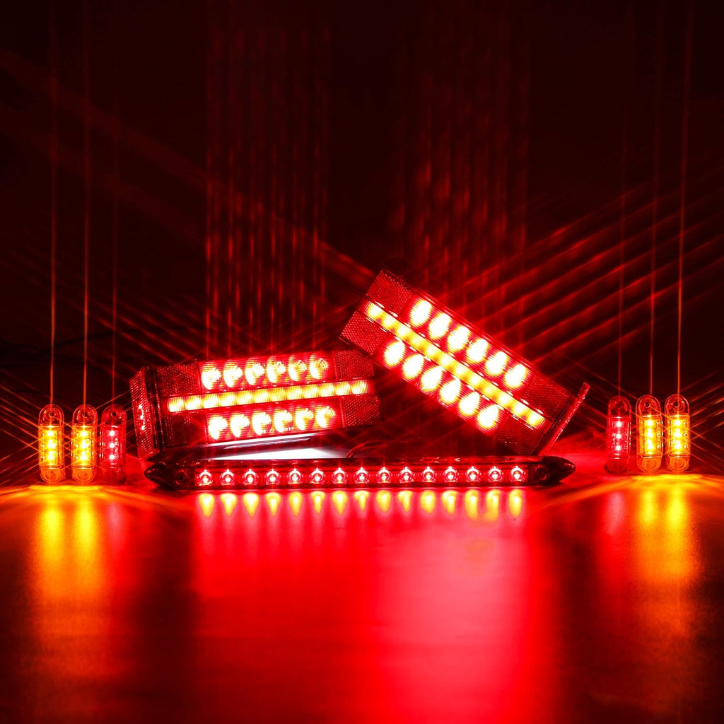 LED Submersible Rectangular Trailer Tail Light Kit with Brake Turn Reverse and Side Marker E1256