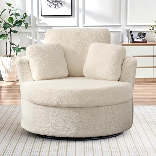 Round Swivel Barrel Chair with Ottoman for Living Room Bedroom G375183