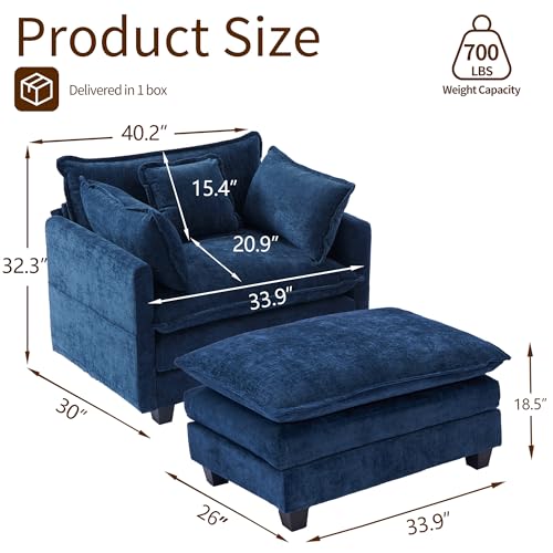 Chenille Lounge Chair with Ottoman, Beige, 1-Seat R52165