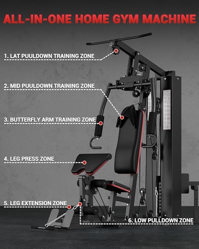 Full Body Home Gym Machine with 150LBS Weight Stack V448592