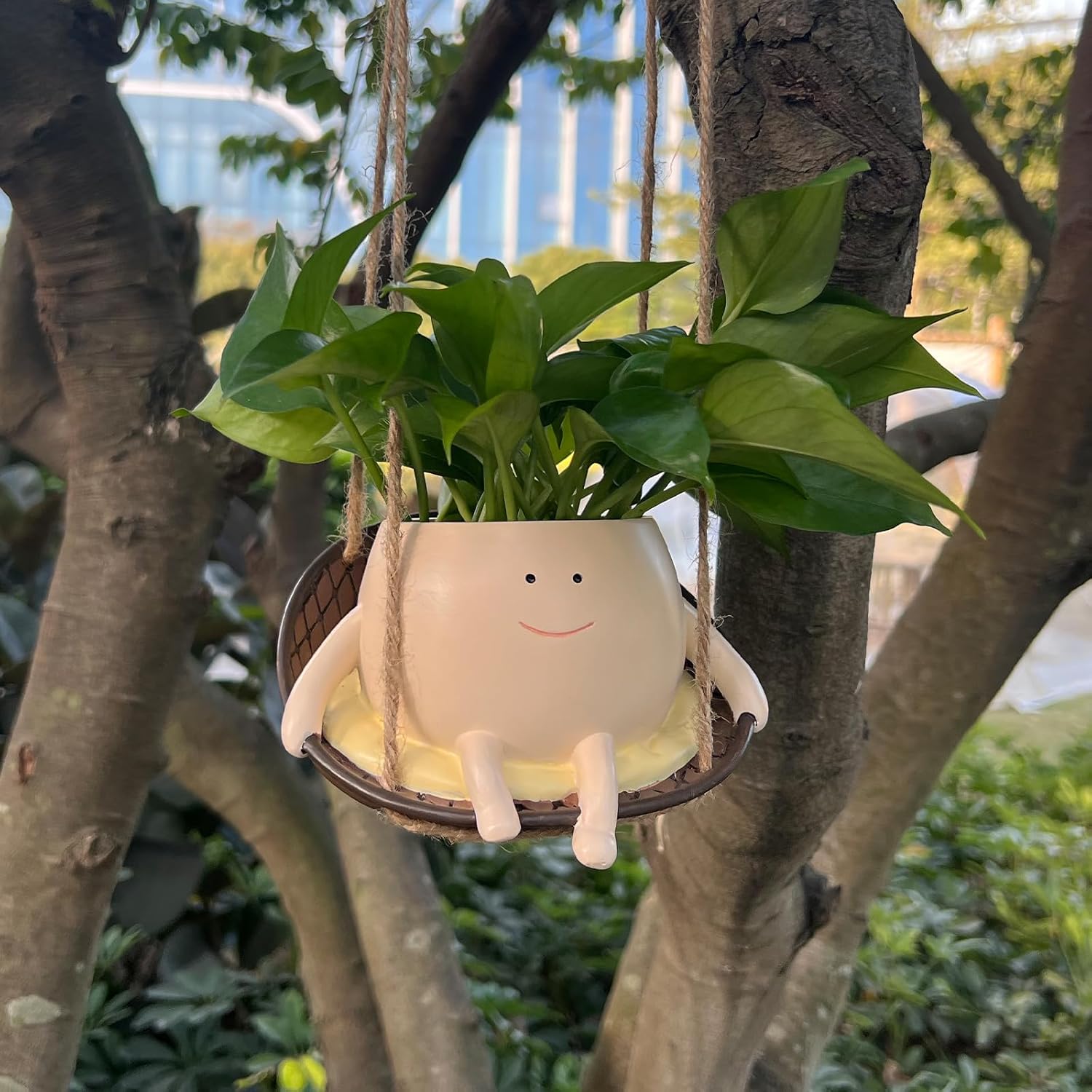 Smile Face Hanging Planter Pot for Indoor Outdoor Plants I2292