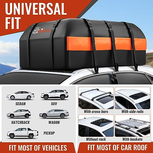 Car Rooftop Cargo Carrier - 21 Cubic Feet, Waterproof Heavy Duty Roof Bag with Anti-Slip Mat V160