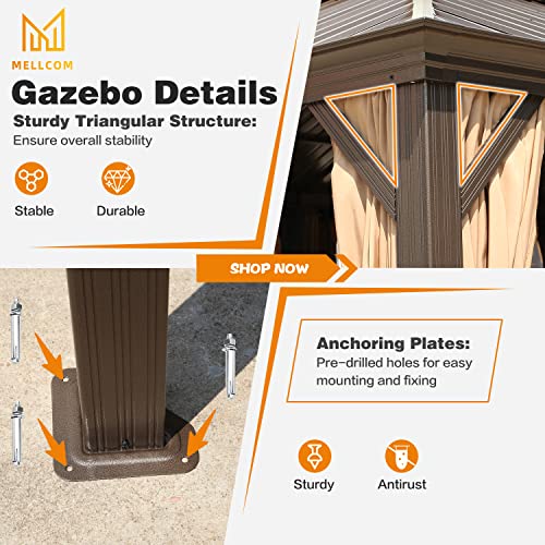 12x16 ft Hardtop Gazebo with Double Roof, Curtains and Netting T94173