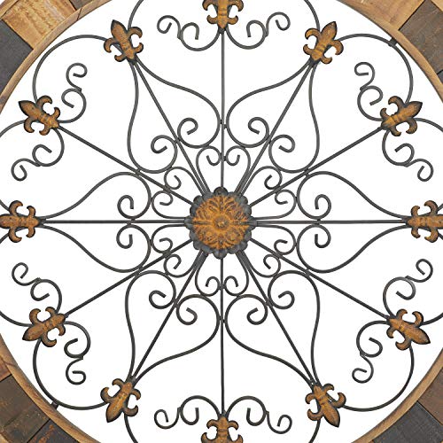 Metal Fleur De Lis Wall Decor, 25 x 23 Inches, Brown X90268