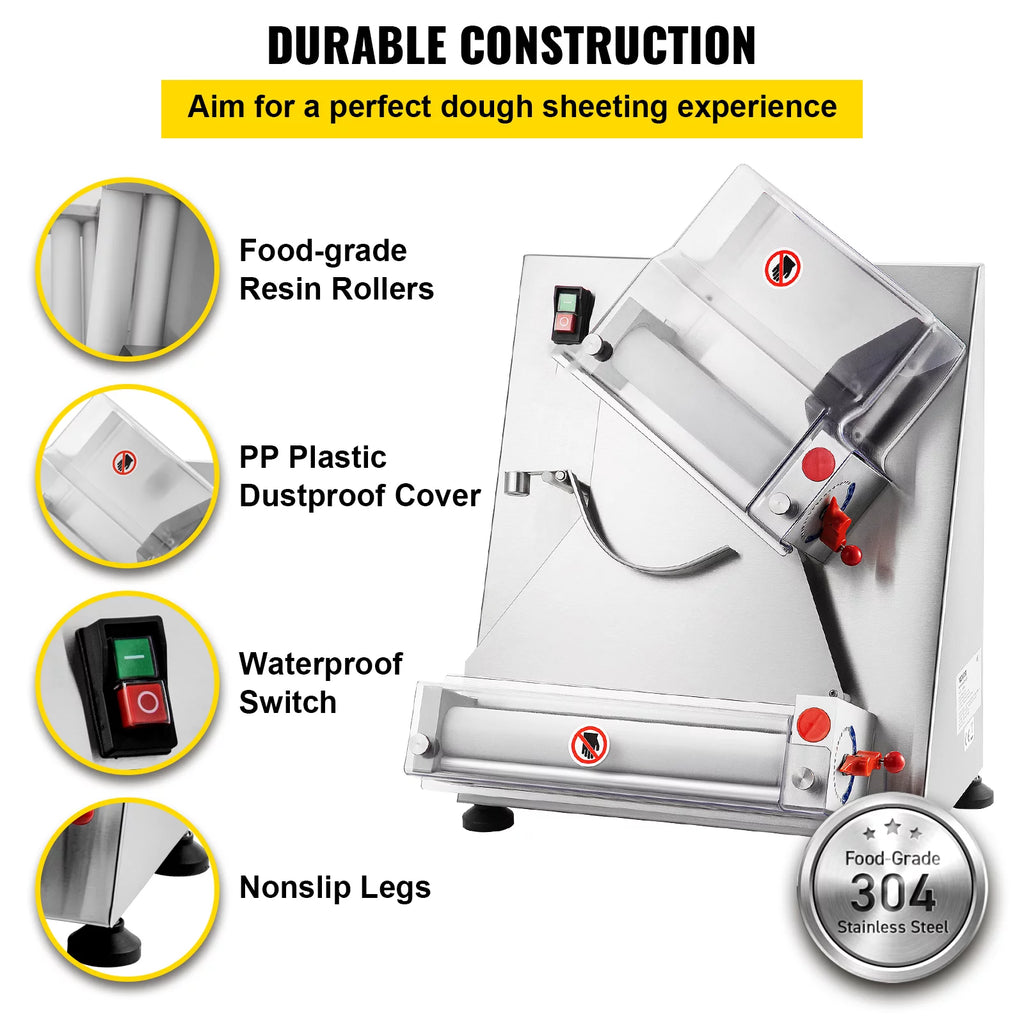 Electric Dough Sheeter Pizza Roller Stainless Steel 12'' O699