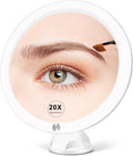 Fabuday 20X Lighted Magnifying Mirror, Upgraded Lighted Makeup Mirror with Magnification, LED Magnified Mirror with Suction Cup for Bathroom, Light Up Mirror for Makeup, Portable Travel Mirror