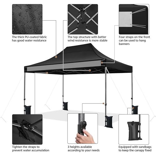 Heavy Duty Pop Up Canopy Tent 10x20 with Wheeled Carry Bag, White Q36763