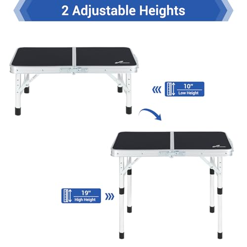 Adjustable Height Small Folding Camping Table with Mesh Layer B206