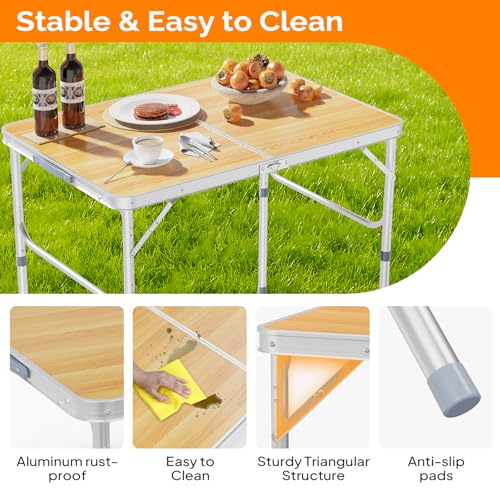 3ft Aluminum Folding Camping Table with Carrying Handle O3096