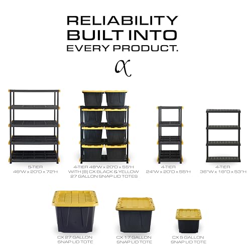 5-Tier Heavy Duty Plastic Storage Shelving Unit, 200lbs per Shelf, Indoor Outdoor L93051