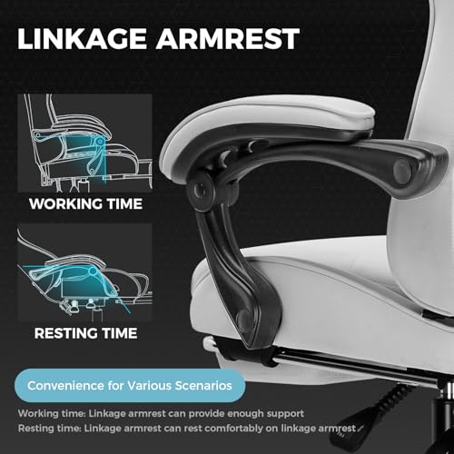 Gaming Chair with Footrest and Lumbar Support, Height Adjustable, Blue Y9034