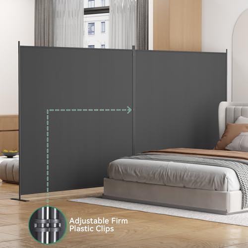 8-Panel 6 ft Tall Indoor Folding Room Divider, Portable Privacy Screen, Freestanding Partition, Dark Grey G253901
