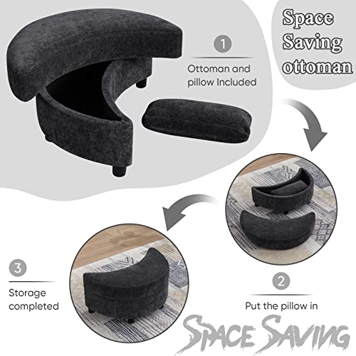 Round Swivel Barrel Chair with Ottoman for Living Room Bedroom G375183