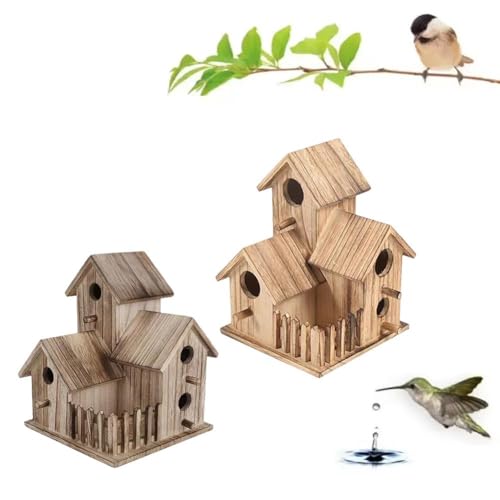Wooden Bird House for Outdoor Hanging, Handmade Natural for Backyard Decor J419429