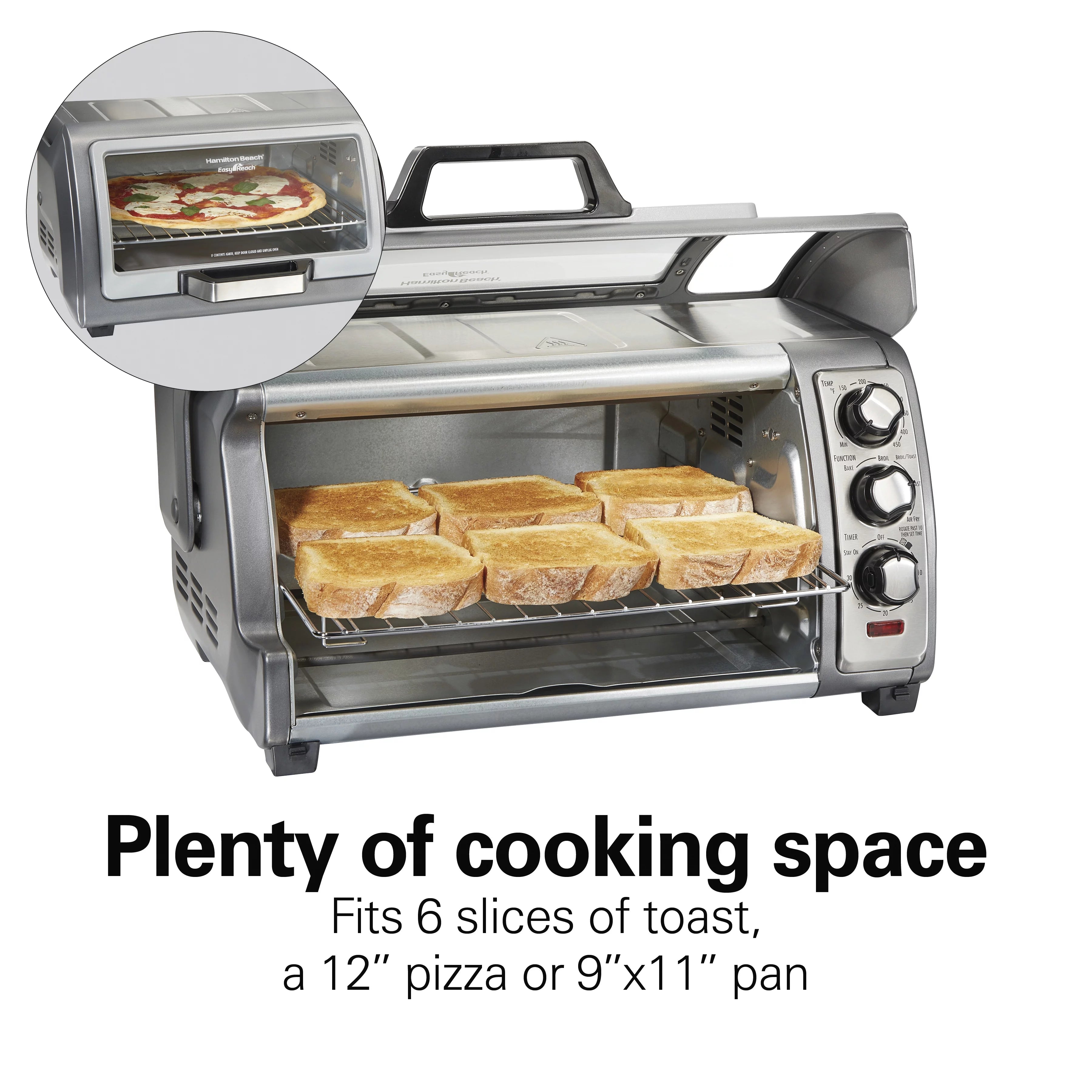 Air Fryer Toaster Oven with Easy Reach Door, 6 Slice Capacity, Stainless Steel M561918