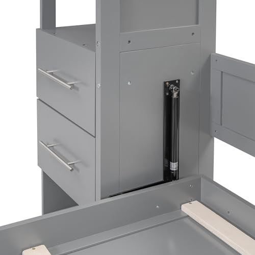 Queen Size Murphy Bed with Cabinet and LED Lights M1232