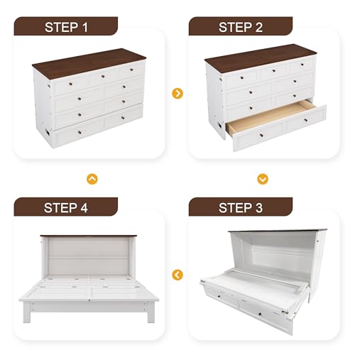 Modern Farmhouse Solid Wood Murphy Bed Chest Queen U152946