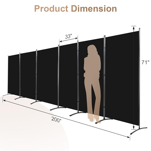 Room Divider, 6-Panel Folding Privacy Screen, Freestanding Partition G607