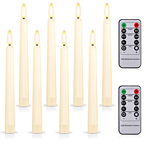 Flameless Taper Candles with Remote & Timer, 8 Inch Warm White, Battery Operated R444