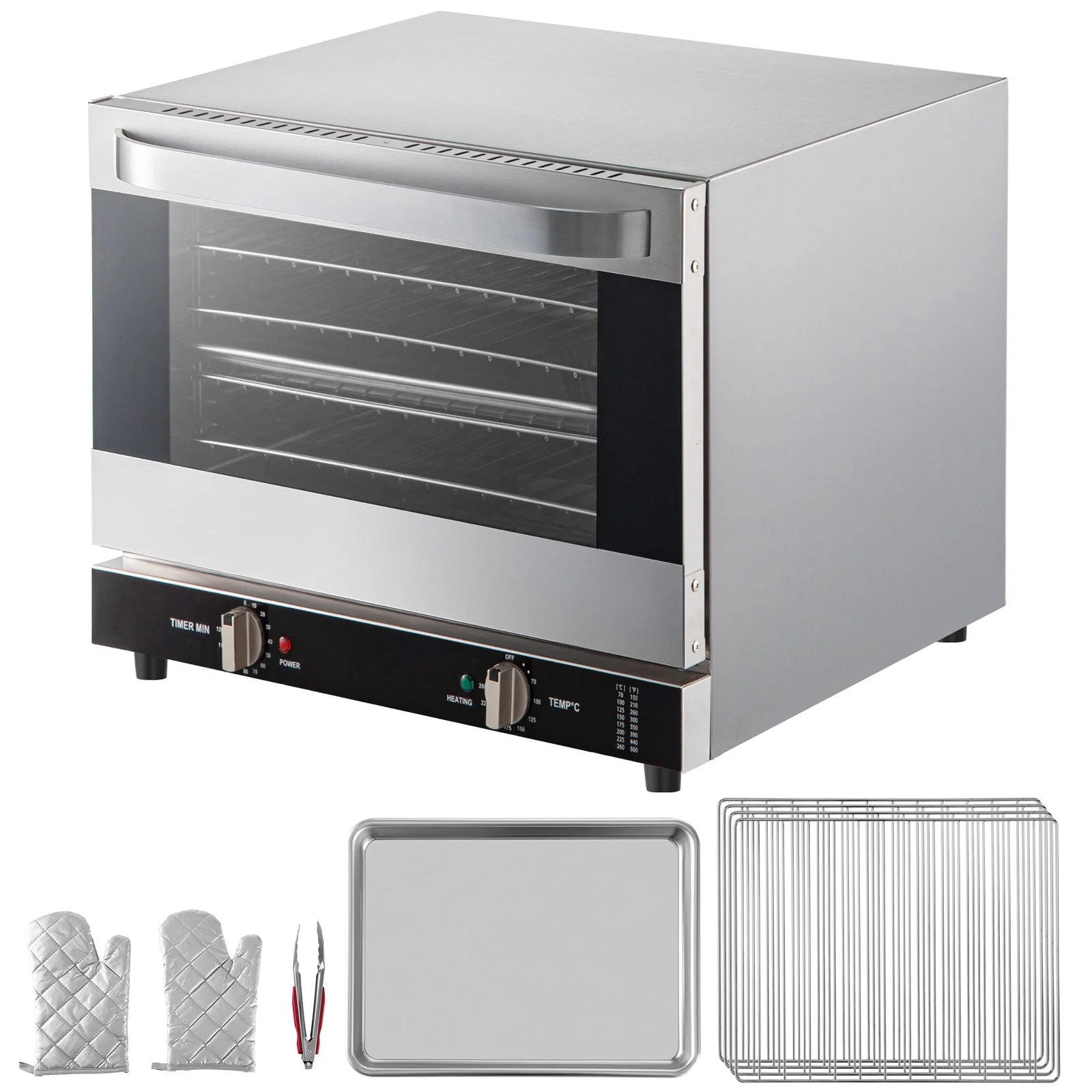 Commercial Convection Oven, 66L, Half-Size Countertop, 1800W, 4-Tier, 120V B655893