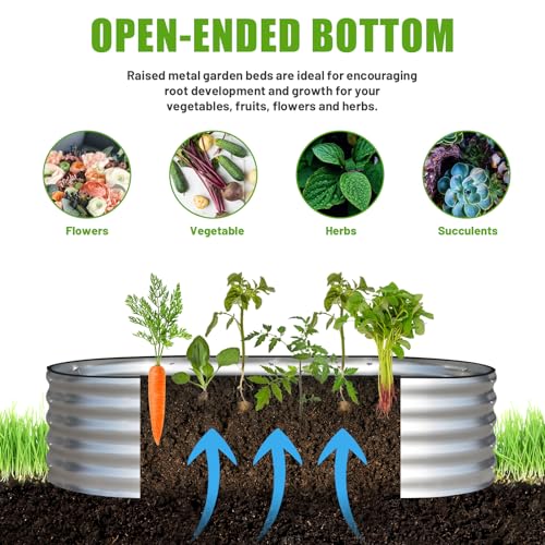 Galvanized Raised Garden Bed, 4x2x1ft Oval Metal Planter Box for Outdoor Plants Vegetables X93266