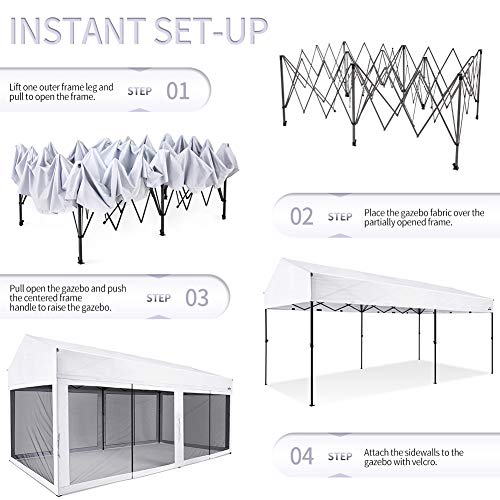 10 x 20 ft Pop Up Canopy with Removable Sidewalls and Carry Bag D431035