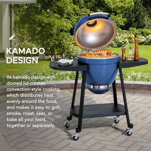 Charcoal Kamado Grill with Pizza Stone and Wheels Y970299