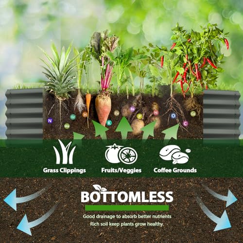 Galvanized Raised Garden Bed Oval Metal Planter Box for Vegetables Flowers U63502