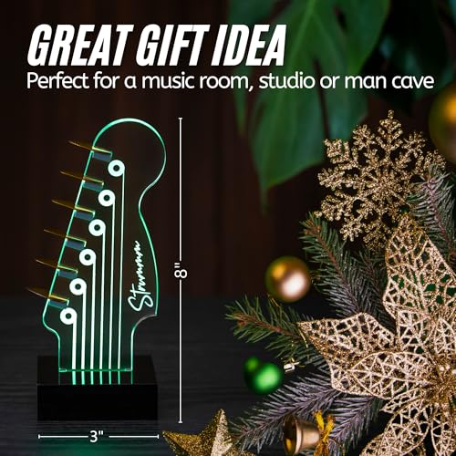 LED Guitar Pick Holder with 7-Color Changing Light, Holds 6 Picks, USB Powered E815959