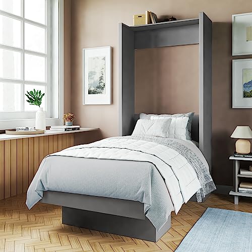 Full Murphy Wall Bed in White with Shelf Q5664