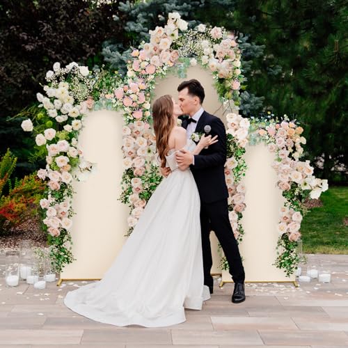 Gold Metal Wedding Arch Backdrop Stand with 3 Arch Covers O82669