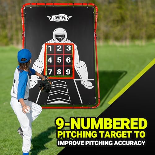 Baseball Rebounder Net with Strike Zone, Adjustable Pitching and Catching Net U99157