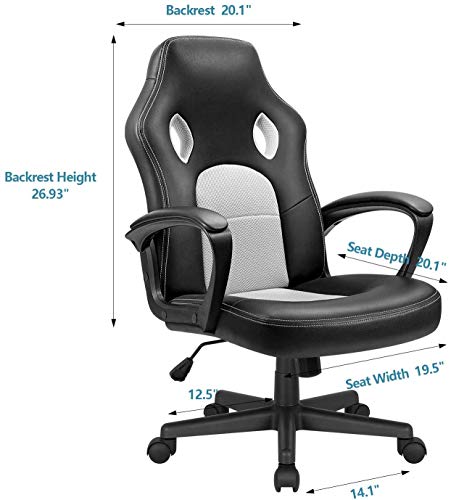 High Back Ergonomic Leather Gaming Chair, Adjustable, Blue S74277