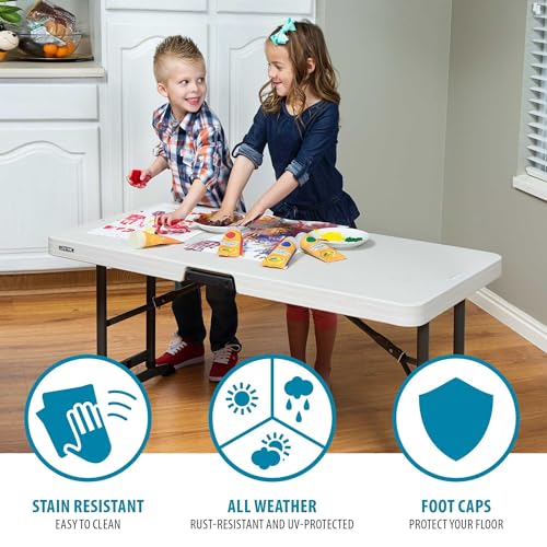 4-Foot Commercial Adjustable Folding Table, Almond T677
