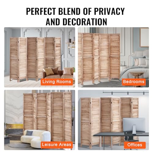 4 Panel Folding Wood Room Divider, 66.9 Inch Tall Privacy Screen I263